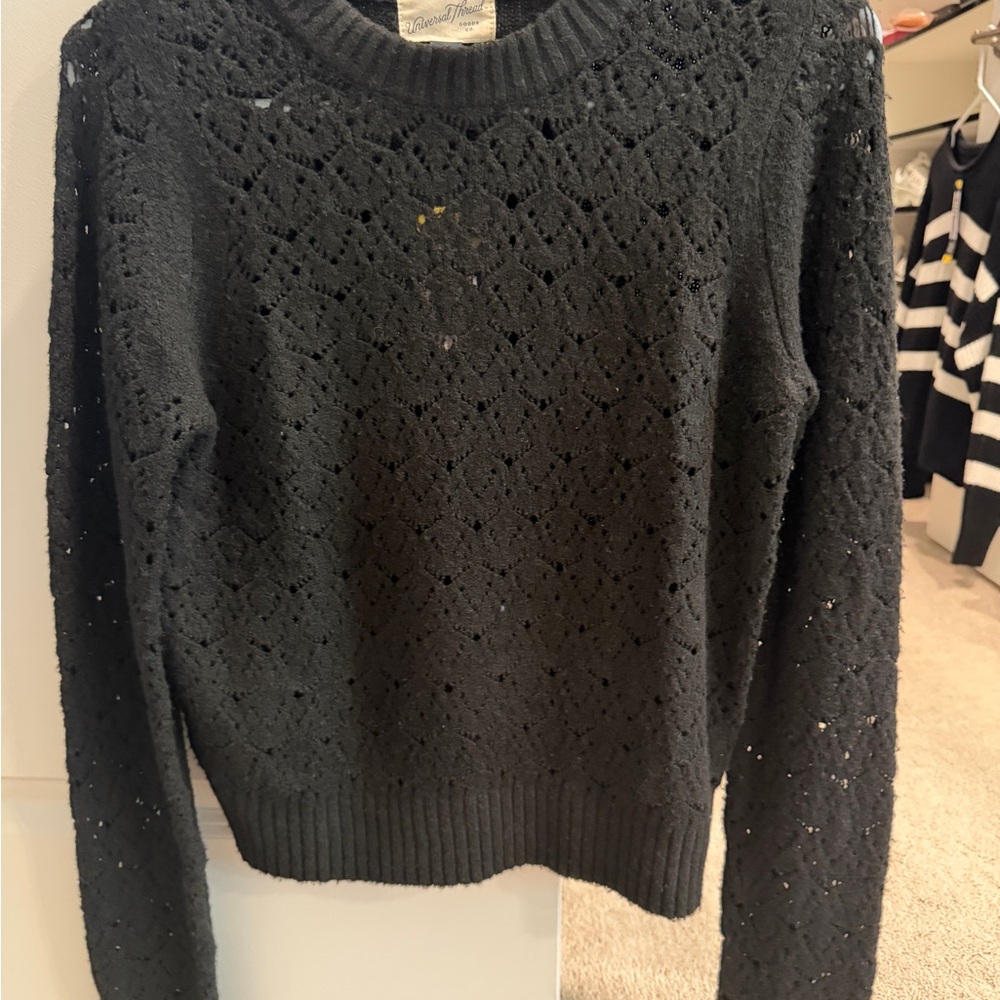 **NWT Universal Thread Black Open-Knit Crewneck S… - image 3